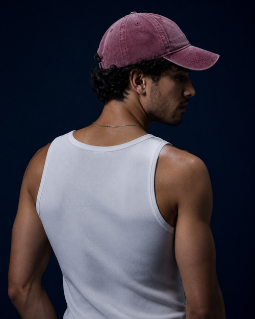 Acid-Washed Baseball Cap – Burgundy