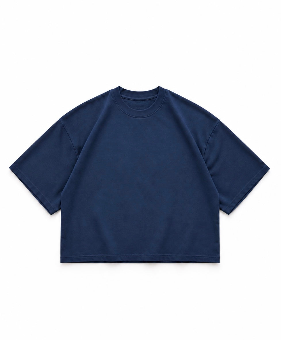 Plain Navy Boxy Tee