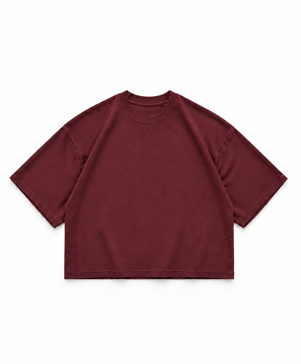 Plain Burgundy Boxy Tee