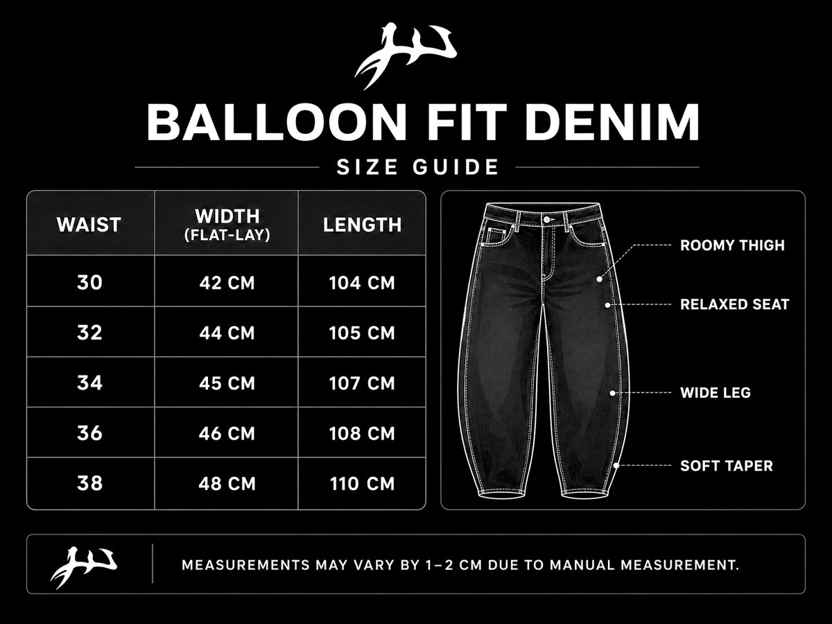 Balloon Baggy Jeans size chart