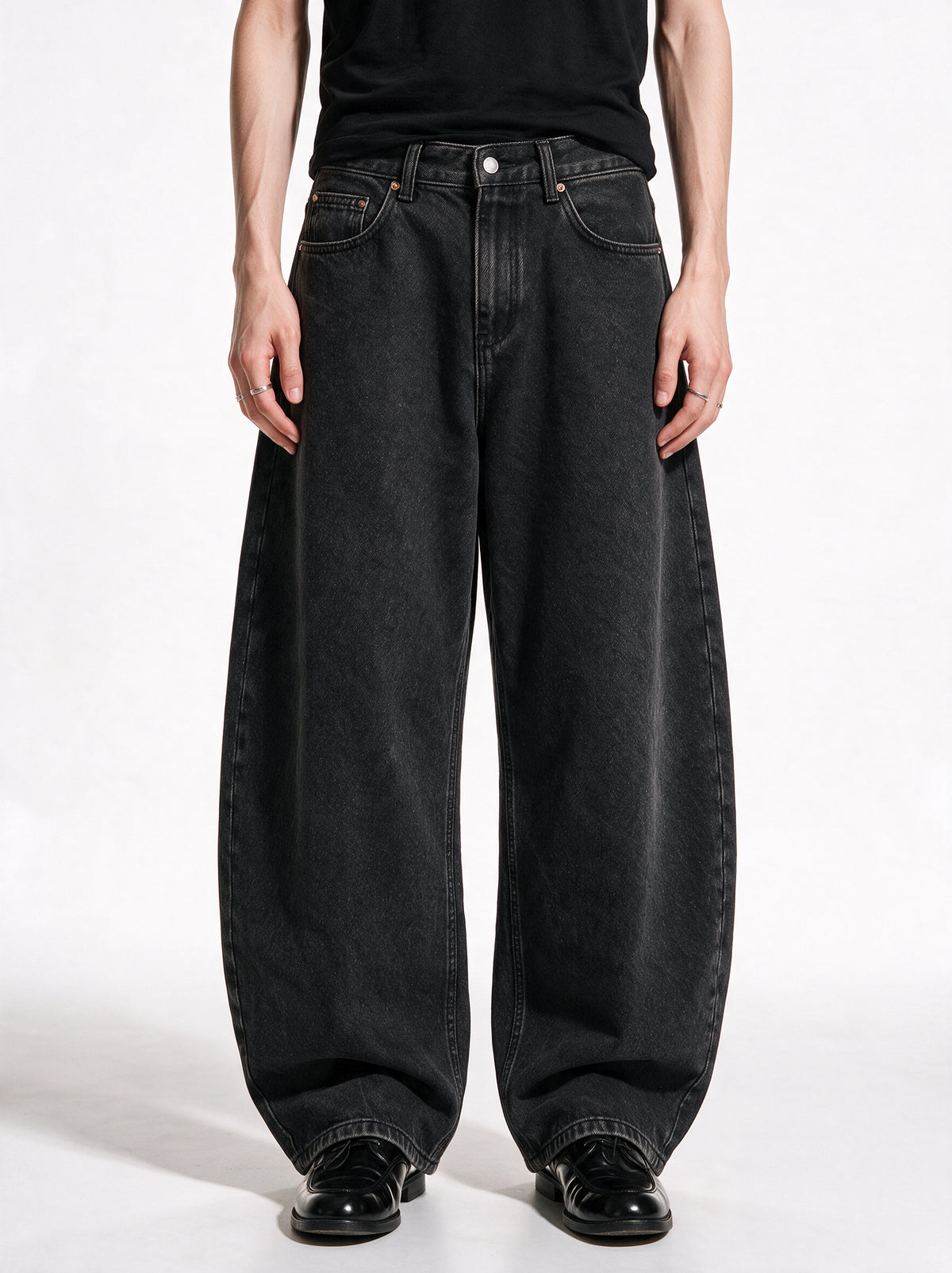 Solid Black Baggy Balloon Denim product image