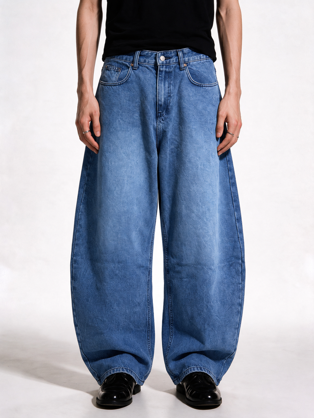 Mid Blue Baggy Balloon Denim front