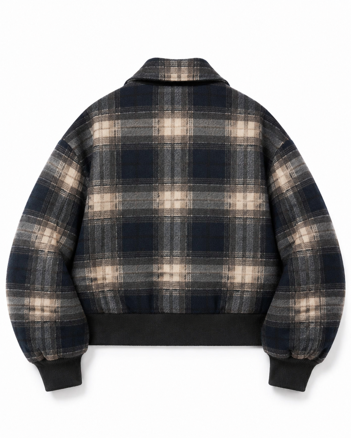Brushed Plaid Bomber Jacket