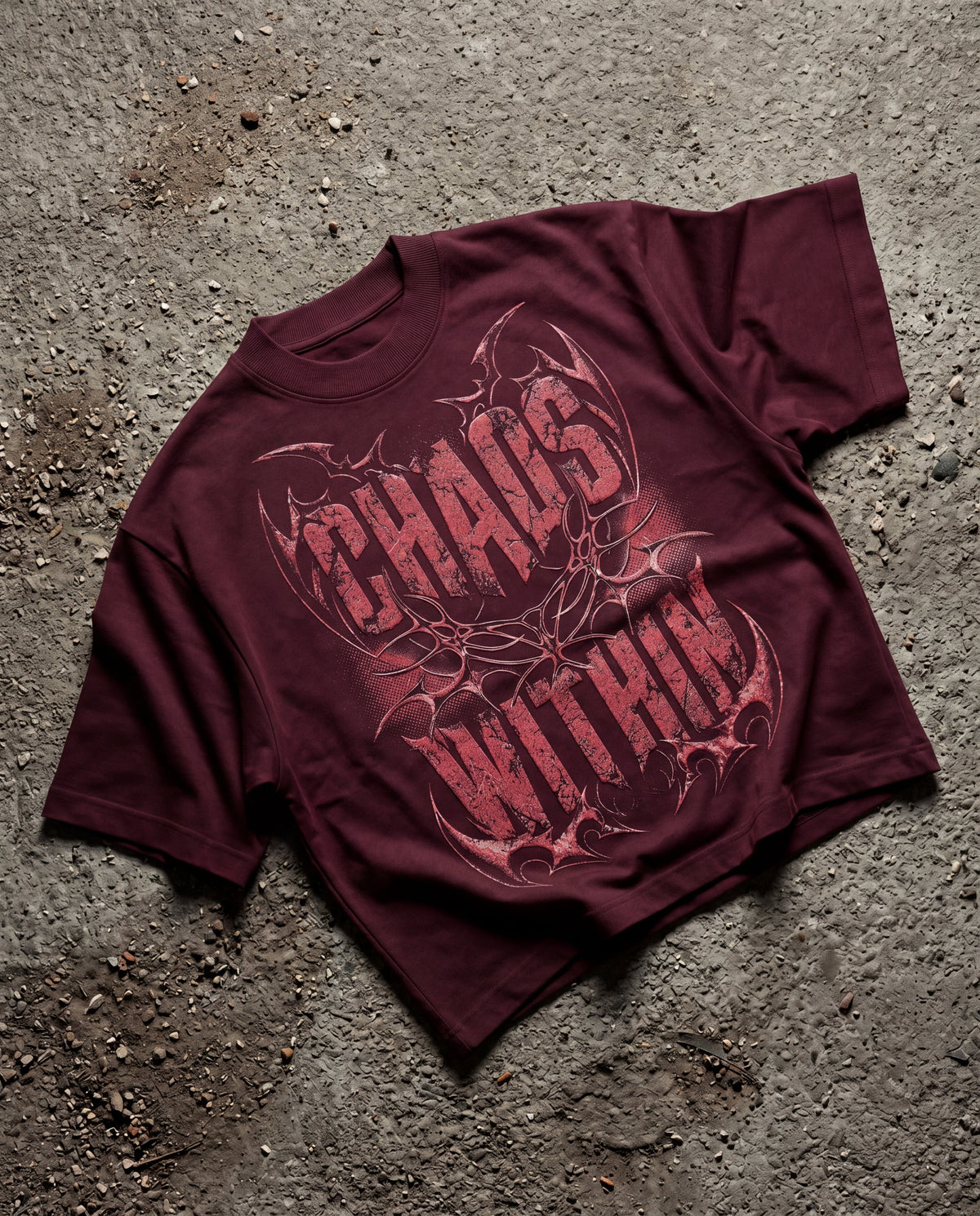 Chaos Maroon Boxy Tee